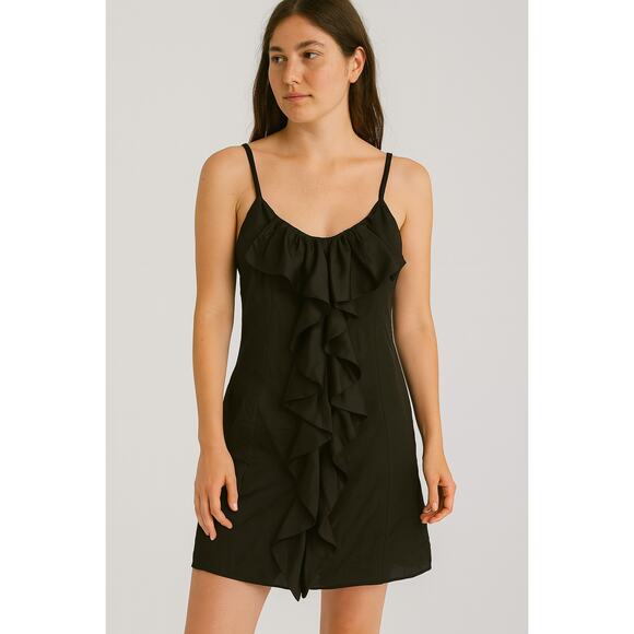 NWT Susana Monaco Mini Dress 4 Black Ruffle Cocktail Party Event Old Money - Picture 1 of 8